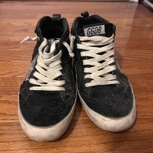 Golden Goose Black Mid Star Sneakers Suede & Glitter